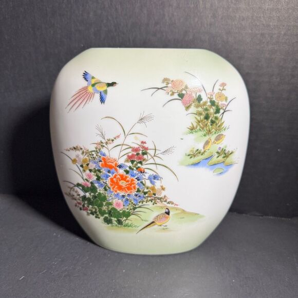 JGI Shaddy Mino Other - Vintage JGI Shaddy Mino Floral and Bird Design Porcelain Vase [Item 0124]
